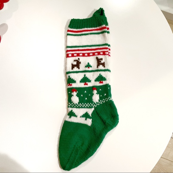 🛑 VTG Christmas Stocking, Personalized with “Rick”, Trees, Reindeer & Snowman - Picture 2 of 4